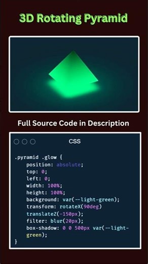 🔥 3D Rotating Pyramid using Pure HTML & CSS! #coding