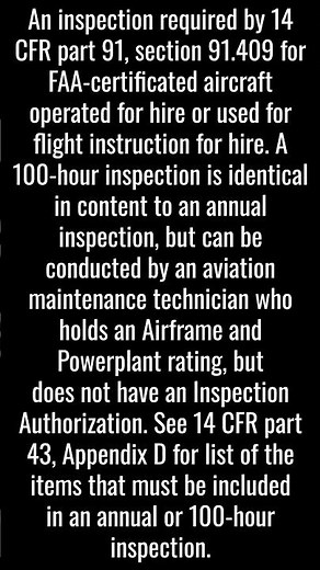 ONE HUNDRED HOUR INSPECTION