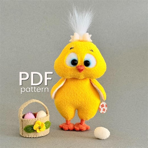 Easter Chick PDF Pattern Felt Animal Sewing Tutorial Basket Plush DIY Toy - Etsy