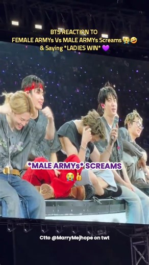 BTS Reaction To MALE ARMYs Vs FEMALE ARMYs Scream | ctto@MarryMeJhope On Twt