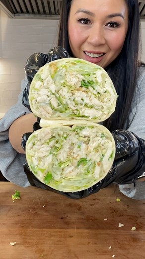 Easy Chicken Caesar Salad wrap with Costco rotisserie chicken, Ceasar salad kit and extra large flour tortilla. Quick lunch for the girls #ceasarsalad #ceasarsaladwrap | My Healthy Dish