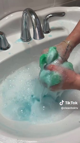 ASMR Sponge Squeeze Cleaning Video — Blue Ajax Texture & Scent