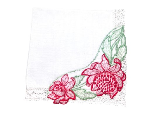 Embroidered White Lace Handkerchief: Red Rose - Etsy