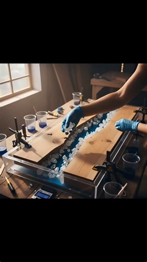 Crystal River Table 🌊 | Stunning Epoxy Resin River Table Art Process | DIY Resin Art