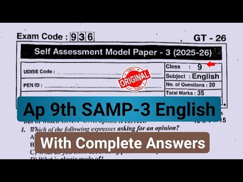 ap 9th class English fa3 question paper 2026|9th class self assessment model paper 3 English 2026