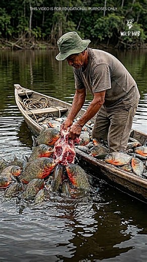 How Locals Catch Piranha Using Raw Meat and Bare Hands