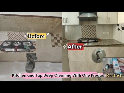 Kitchen Deep Cleaning 🧹|House Cleaning Vlog|How to Remove oil from Kitchen Tiles|