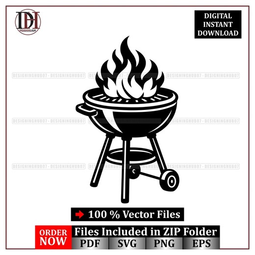 BBQ Grill Vector Icon SVG : Barbecue Fire Cooking Illustration (digital Download) - Etsy