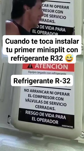 Cuando te toca instalar tu primer minisplit con refrigerante R32 😅 #fblifestyle | Refrigeraciónes Sahuaro