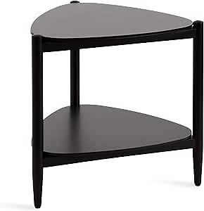 Kate and Laurel Knowlton Modern Tiered Triangle Side Table, 24 x 24 x 24, Black, Transitional Two-Tier Triangular Living Room End Table with Storage for Use as Indoor Plant Stand