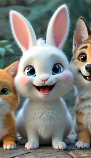 🐰🐶🐱Cute Rabbit, Dog & Cat Dance | Funny 3D Animal Short#CuteAnimals#RabbitDogCat#3DAnimation#Shorts