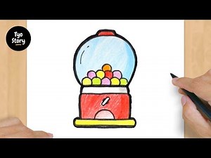 #854 How to Draw a Gumball Machine - Easy Drawing Tutorial