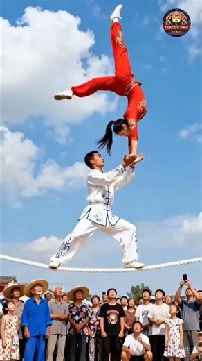 😱 Extreme Rope Balance Stunt 🔥 | Unbelievable Acrobat Performance in Air // #RopeStunt #CircusAct