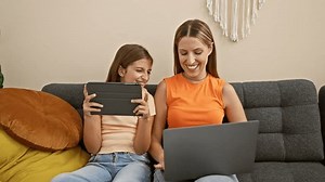 Mother Daughter Enjoy Technology Laptop Tablet Stock Footage Video (100% Royalty-free) 3478702277 | Shutterstock