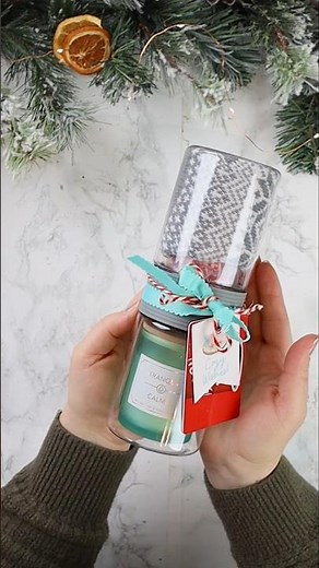 This little Dollar Tree snack jar just turned into the cutest cozy gift 🕯️#dollartreediy #christmas
