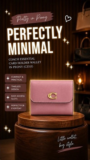 Coach Essential Card Holder Wallet in Peony 🌸 The Small Wallet Everyone Needs!