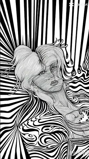 Full Reveal ✦ Surreal Line Art Portrait | Weird Black & White Drawing #shorts