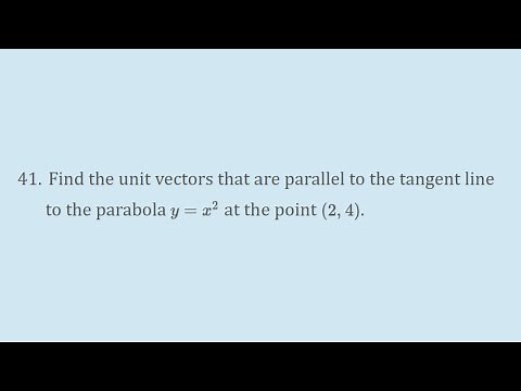 Find the unit vectors that are parallel to the tangent line to the parabola y=x^2 at the point (2,4)