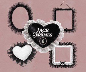 Vintage dentelle cadre PNG ensemble, cadres coquettes gothiques, bordures carrées ovales coeur romantique, dentelle Scrapbook Clipart for Design utilisation télécharger des PNG - Etsy France