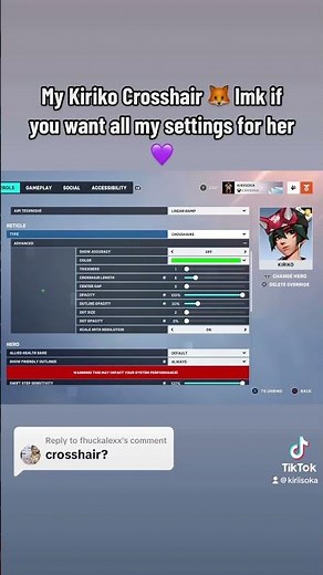 the best Kiriko crosshair (imo) #overwatch #kiriko #kirikocrosshair