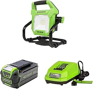 Greenworks 40V (AC/DC) 2000-Lumen LED Work Light, 4.0Ah Battery and Charger Included