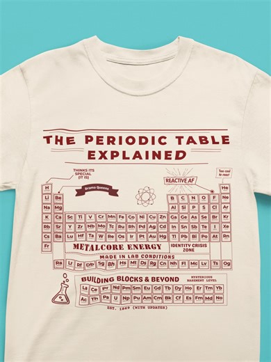 Tableau périodique expliqué sur la chemise | Chemise drôle de chimie pour des professeurs, cadeau scientifique, t-shirt de nerd de tige - Etsy France