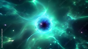 This image shows an almost dreamlike scene of cosmic strings that begin forming from the center of the image radiating outward to create a unique and dazzling pattern.