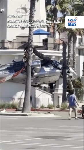 A helicopter flying over a popular beach in Southern California crashed into a nearby structure on Saturday, October 11, injuring five people, authorities said. The Huntington Beach Fire Department said five people were hospitalized, including two who were in the helicopter and three others on the street who sustained injuries. No further details on their injuries were made available. Courtesy: Tim Robinson via Reuters | GMA News