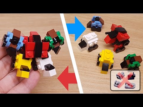 Micro LEGO brick 5 battle cars transformer combiner mech - Titan V mini! #LEGO #レゴ #レゴロボ #レゴ変形ロボ
