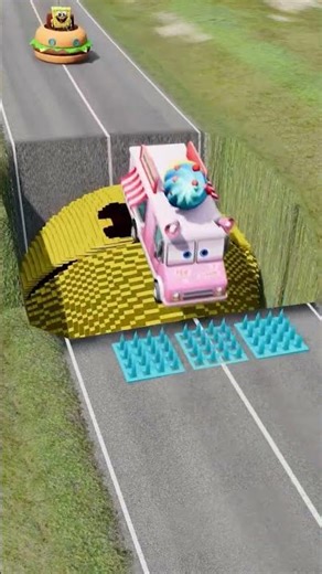 Impossible Cartoon Obstacle! Can the Truck Survive? 😨🔥