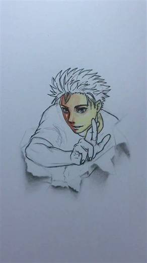 How to Draw Gojo Satoru | 3D Torn Paper Illusion Art #shorts