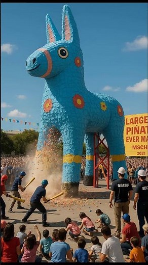 World’s Largest Piñata: MSCHF’s 64-Foot Donkey Breaks Records with a Candy-Filled Spectacle