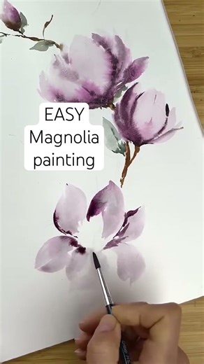 How to paint watercolor magnolia #artclass #watercolortutorial