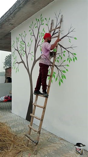 new tree wallpainting #fancraft #flowerfan #fanwork #flowerdrawing #spraypainting