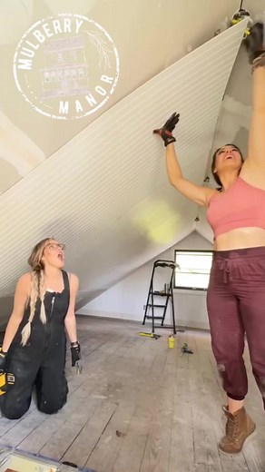 13K views · 52 reactions | DIY BEAD BOARD PANELING INSTALL ⧸ attic conversion ceiling attic office design #oldhousetiktok #hometiktok #hometok #homereno #homeproject #diyproject #HomeImprovement | Sadda | Facebook