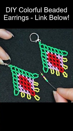 Colorful Beaded Earrings 🌸 Easy Netted Step‑by‑Step Tutorial