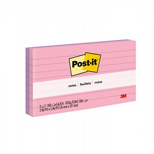 Post-it Notes, Lined, 3 in x 5 in, Pink and Lilac, 2 Pads