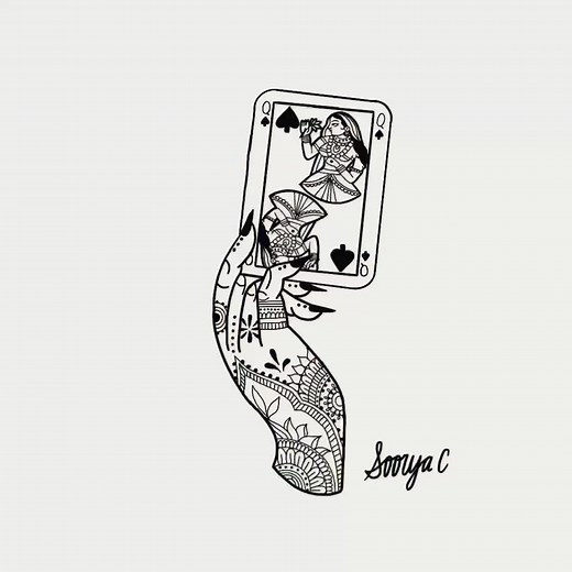 South Asian Queen of Spades Design ♠️🪷 this took me so long to do but im so happy w/ how it came out!! #seattletattoo #indiantattoo #indianart #southasianart #mehndi #seattle #tattoodesigns #indian