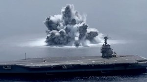 See shocking blast as US Navy tests new aircraft carrier | CNN Politics