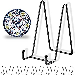 10 Pcs Plate Stands for Display,8 Inch Plate Holder Display Stand, Metal Frame Bracket for Book, Picture, Decorative Plate, Photo, and Platter, Desktop Display Shelf, Tabletop Art