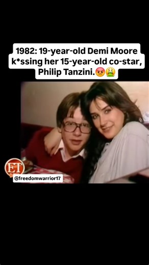 Freedom Warrior 17 on Instagram: "Resurfaced footage from 1982 shows 19-year-old Demi Moore k*ssing her 15-year-old co-star, Philip Tanzini. Today, this clip is deeply disturbing — and the public reaction would be very different if the genders were reversed. #demimoore #hollyweird #hollywood #celebrity #conspiracy #conspiracytheories #conspiracytheory #entertainmentnews #illuminati #celebritynews #fyp #creepy #exposed"