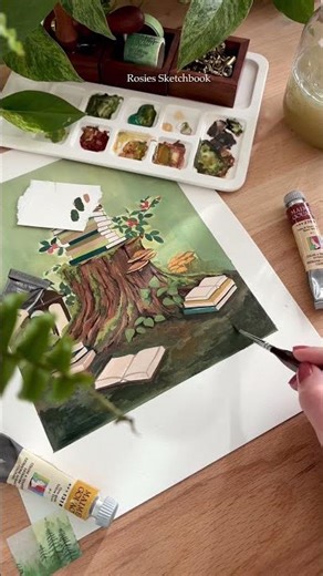 Gouache Forest Painting #gouachepainting #artvideos #gouache