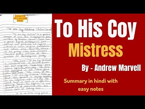To His Coy Mistress | To His Coy Andrew Marvell Analysis | To His Coy Mistress by Andrew Marvell