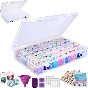 Diamond Painting Storage Containers Grids Diamond Art Storage Bead Organizer Painting Accessories DIY Jewelry Craft(1 Tier,Purple)