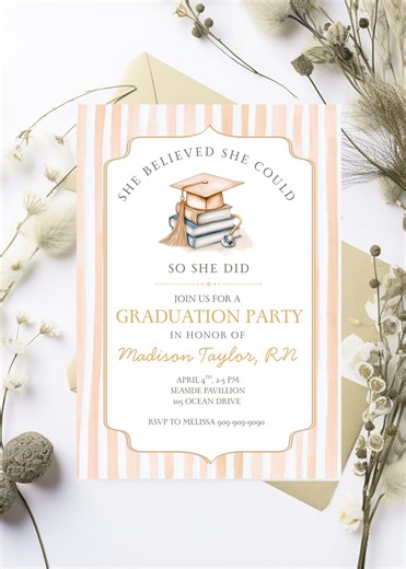 Nurse Graduation Party Invitation Template, RN Graduate Invite Digital Download - Etsy