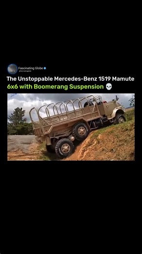Fascinating Globe on Instagram: "The Mercedes-Benz 1519 6x6 Mamute / Mammoth is a heavy duty military truck modified by Brazilian company Engesa for the Brazilian Army. Based on a Mercedes-Benz chassis, it features a unique patented boomerang suspension on the rear axles, allowing exceptional articulation to conquer extreme off-road obstacles with ease. Powered by a reliable diesel engine, this rugged 6x6 beast excels in brutal terrain and demanding missions, becoming an iconic symbol of Brazili