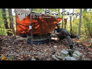 Tarp and Bivy Camping in the Appalachian Mountains,12x10 Canvas Tarp, Campfire cooking