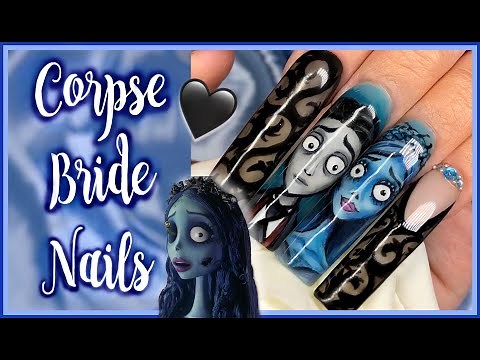 XXL CORPSE BRIDE NAILS! 🤩🖤 Halloween Nail Art Using Saviland and Mia Secret | DIY Tutorial