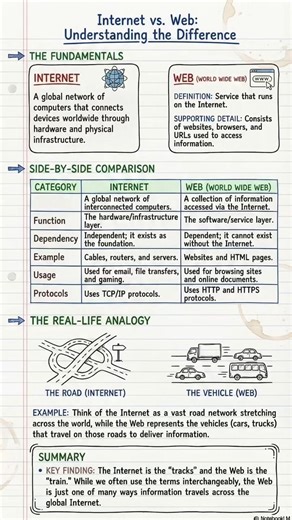 Internet vs Web Difference Explained | Handwritten Notes | Easy for Beginners