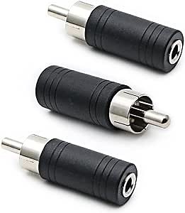 3.5mm Female to RCA Male Adapter 3-Pack RCA Plug to 1/8" Female Mono Jack Audio Connector Converter,for Receiver, Subwoofer, Speaker, Audio Equipment